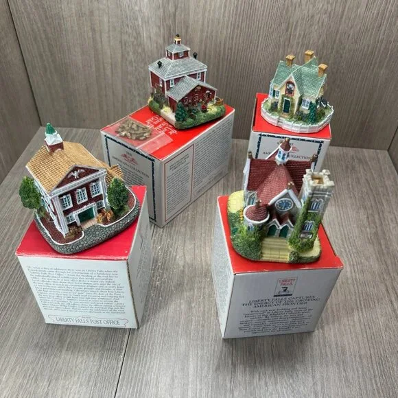Liberty Falls Americana Collection 4-pc Miniature Village Buildings Vintage 1990 - Picture 2 of 11